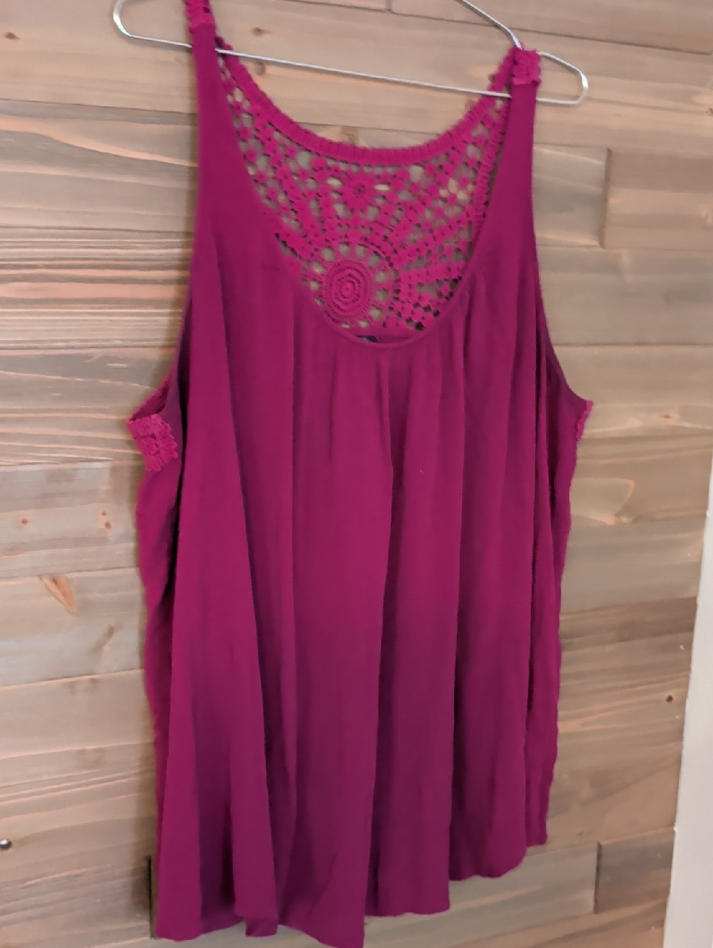 Lane Bryant Fuchsia Crochet-Trim Tank.   Size 24